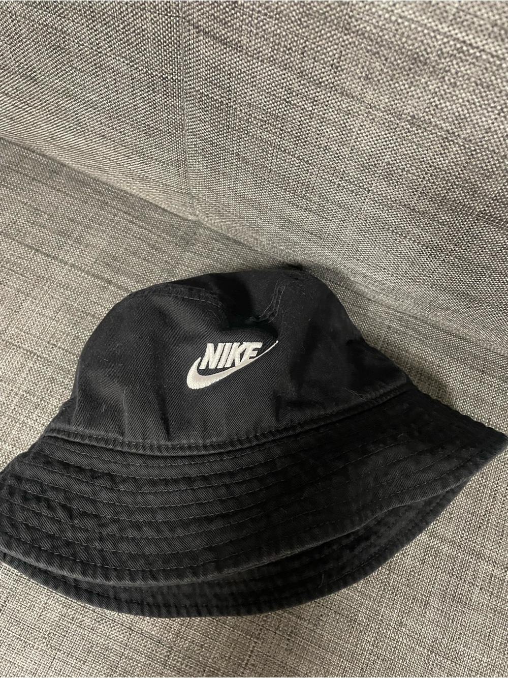 Nike Black Bucket Hat with White Swoosh Tag